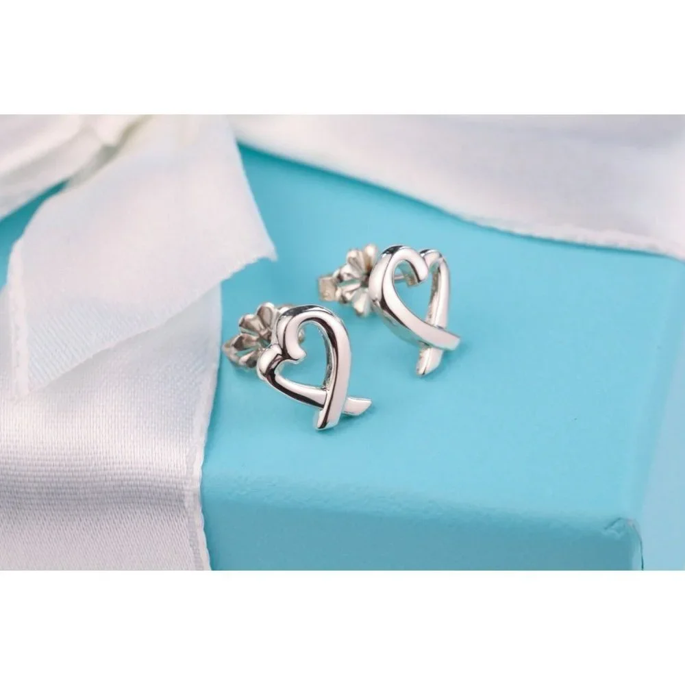 Tiffany & Co. Paloma Picasso Loving Heart Stud Earrings in Sterling Silver 10mm - Picture 7 of 8
